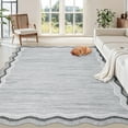 thumbnail image 4 of Haperlare 8'x10' Modern Solid Color Area Rug Scalloped Carpet, Machine Washable Rug Non-Slip Low Pile Indoor Mats for Living Room Bedroom Dining Room, Gray, 4 of 8