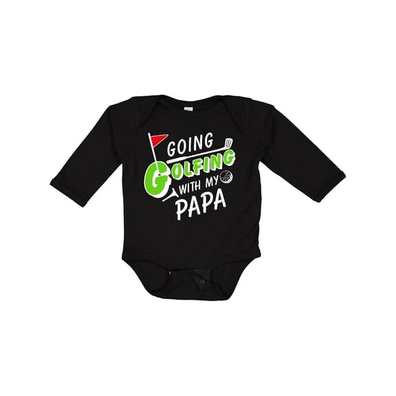Inktastic Going Golfing with My Papa- Kids Golf Boys or Girls Long Sleeve Baby Bodysuit