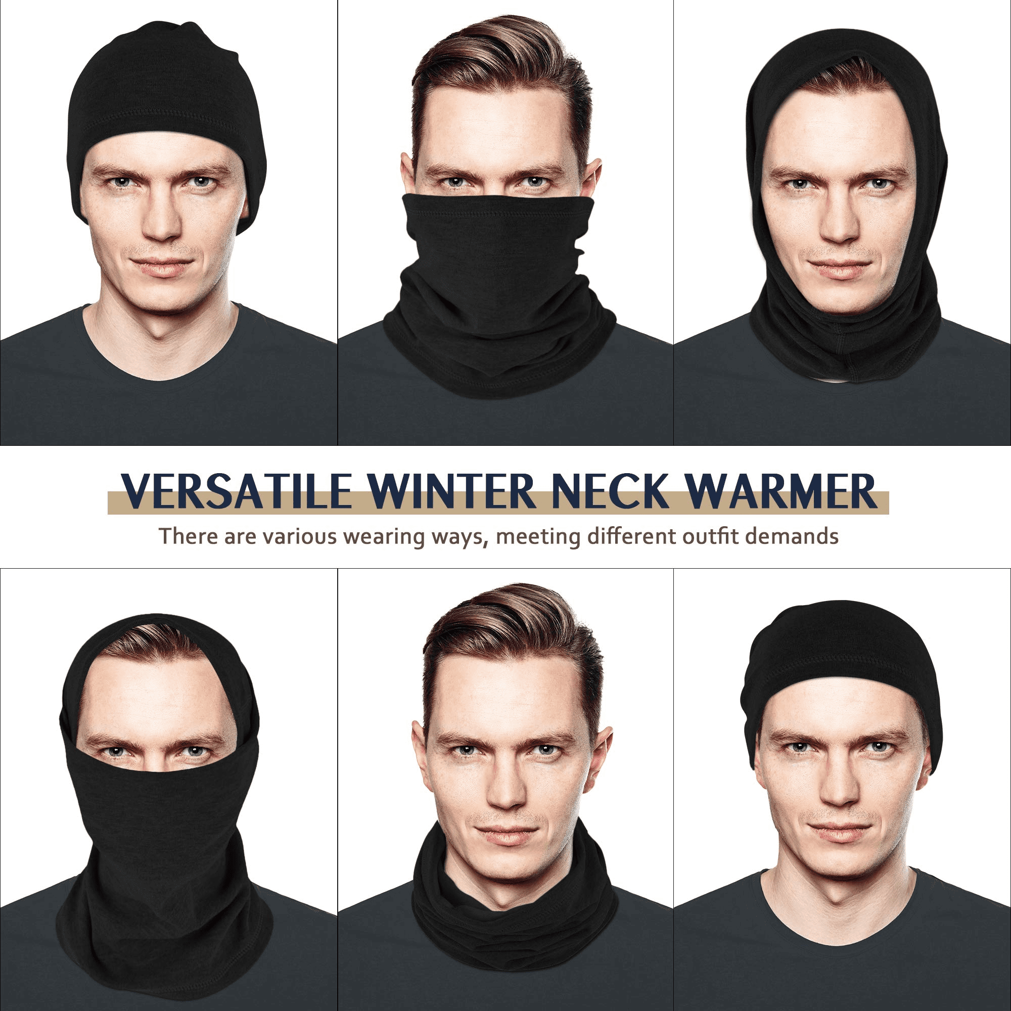 Neck Gaiter Windproof Ski Mask Scarf Unisex Face Cover Outdoor Sports 2 Pack Light Grey