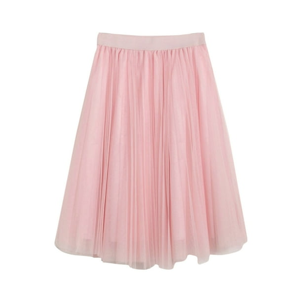 Falda tutú plisada de línea A para mujer - Gasa de malla, cintura alta, estilo vintage, talla única, primavera/verano/otoño