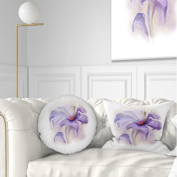 Designart Purple Flower Watercolor Illustration - Animal Throw Pillow - 12x20