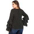 thumbnail image 6 of LELINTA Women Plus Size Chiffon Blouse Tops Classic Dots Trumpet Long Sleeve Shirt Black XL-6XL, 6 of 8