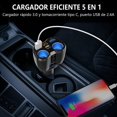 thumbnail image 3 of Divisor de Encendedor de Cigarrillos Qidoe 150W con 2 Tomas y USB-C PD 20W QC3.0, 3 of 8