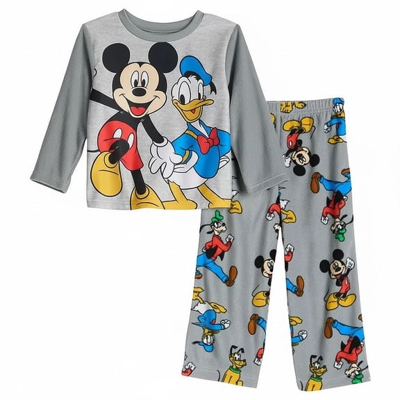 Mickey, Donald, Goofy and Pluto Toddler Boy's Fleece Character Pajama Set, Size 3T