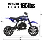 QEASET 39CC 4-Stroke Mini Bike, Up to 20 MPH, Ages 13+, Off-Road Dirt bike, Blue
