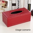 thumbnail image 4 of Servilletero multifuncional rectangular retro de cuero con cubierta de caja de pañuelos, dispensador de papel de bombeo de pañuelos faciales moderno, rojo, 4 of 5