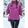 thumbnail image 5 of Womens Oversized Puffer Jacket Quilted Dolman Hoodies Pullover Long Sleeve Warm Tops Coat Rose Red XL, 5 of 8