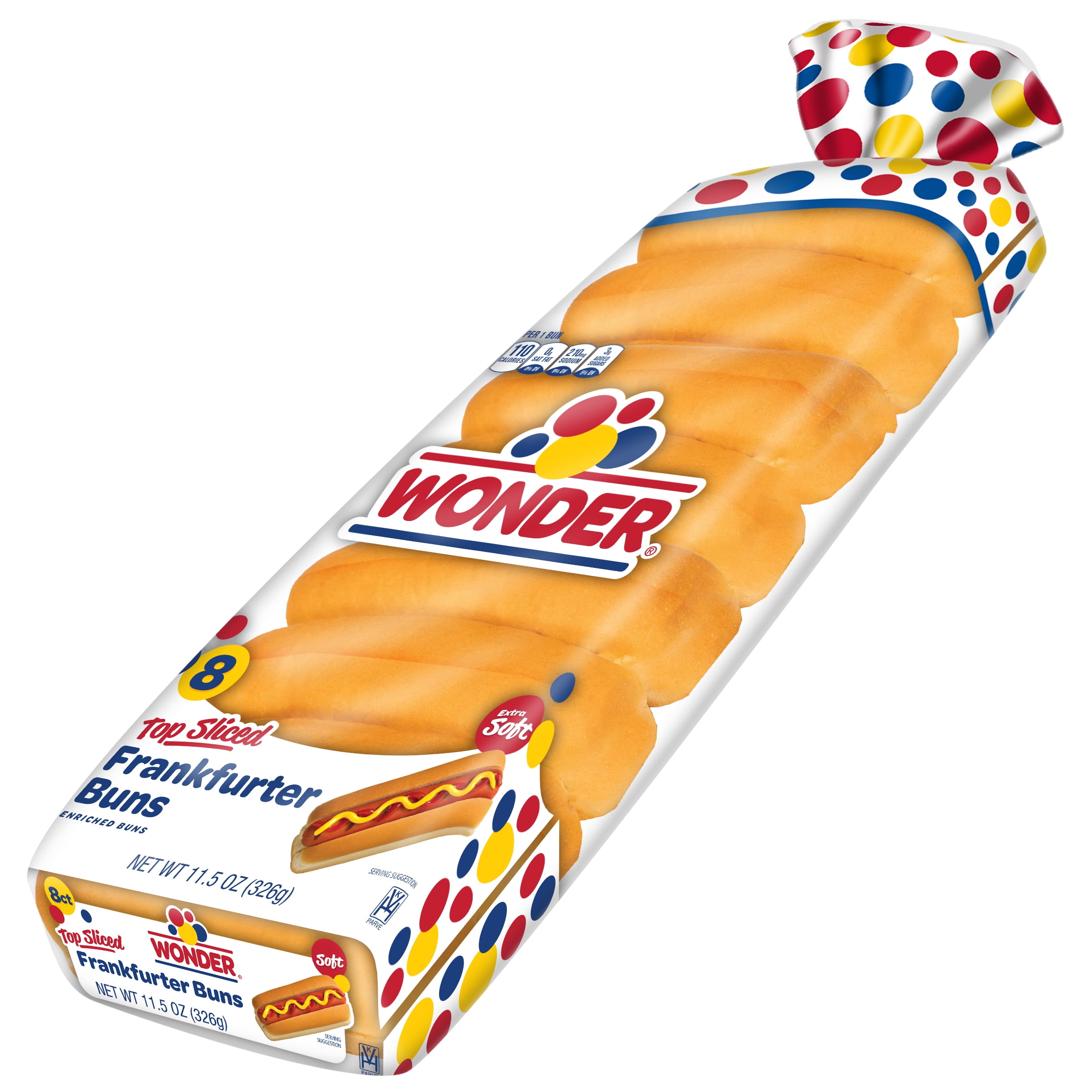 Wonder Bread Frankfurter Buns, Top Sliced Hot Dog Buns, 8 Count, Shelf-Stable