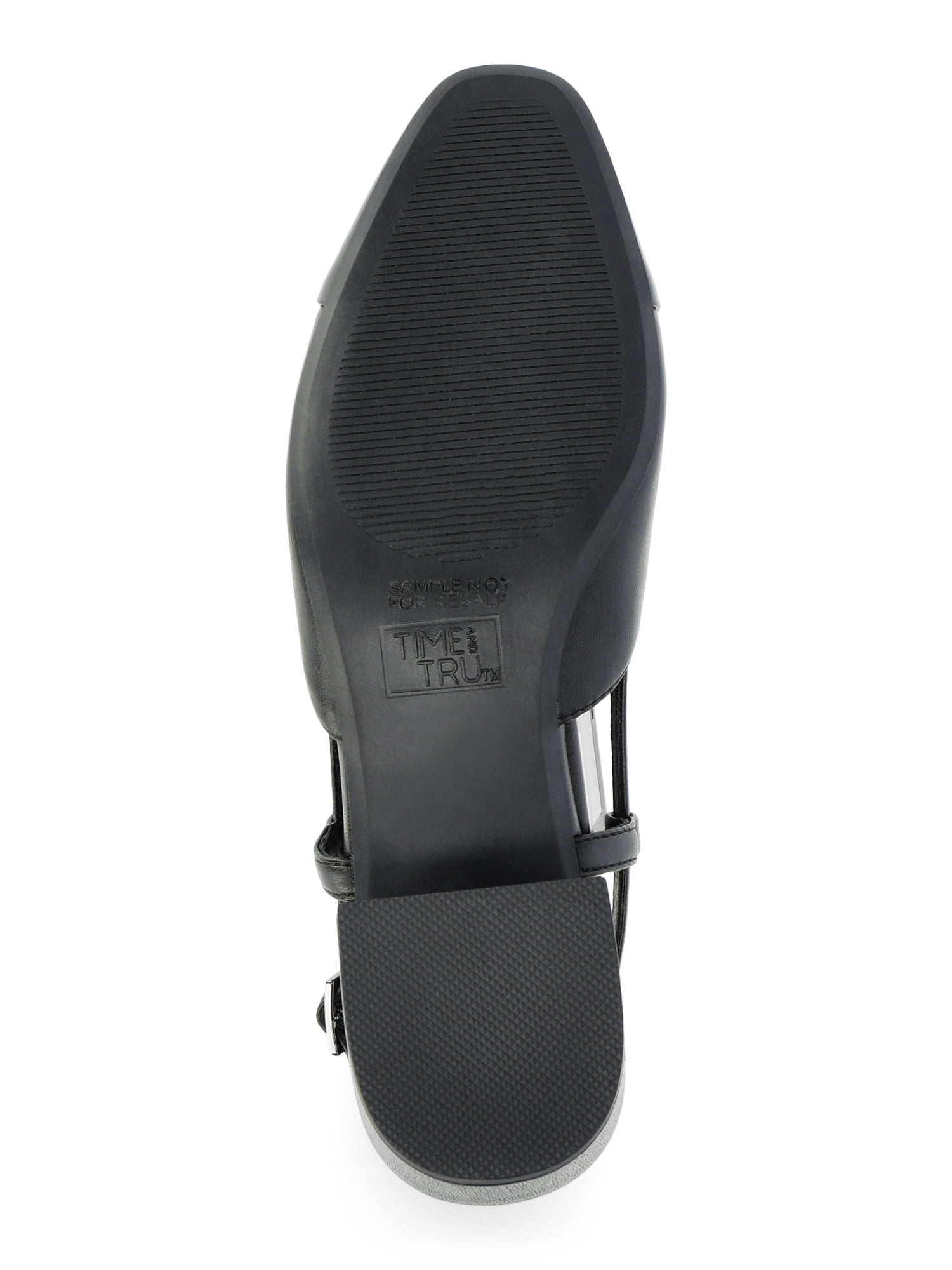 Time and Tru Women's Faux Leather Block Heel Slingbacks