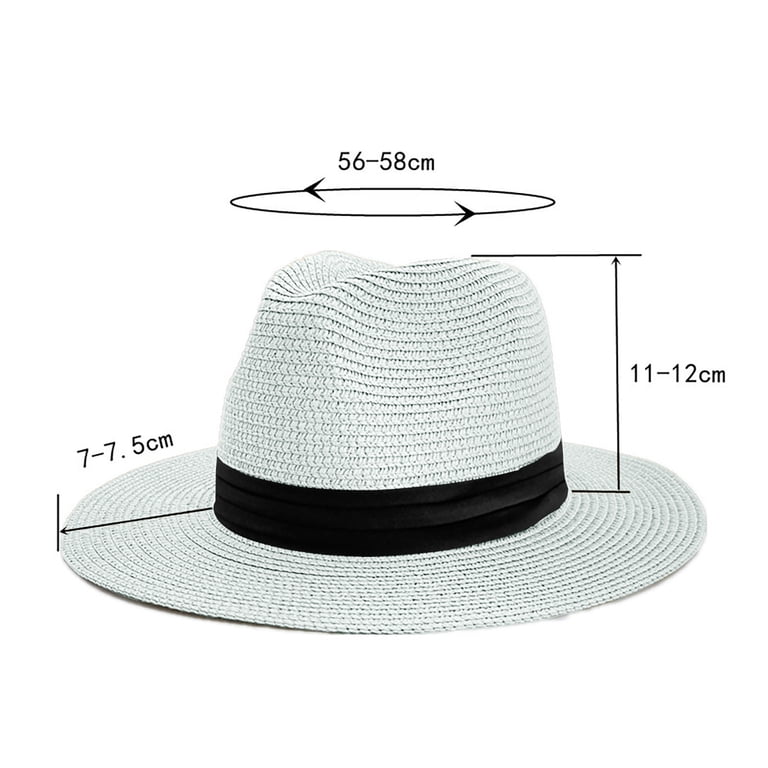 Wide Brim Fedora Straw Beach Hat UPF 80+ Sun Protection with Chin Strap Sun Hat Straw Fedora Hats for Men Women Beach Hat Panama Hat  main image 4