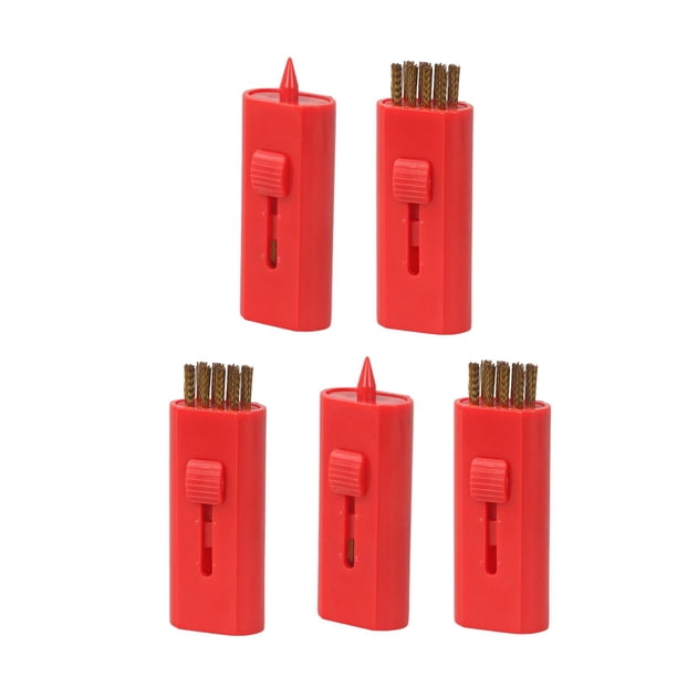5 Piezas Cepillo Limpiador de Palos de Golf Cepillo Portátil Retráctil de Bolsillo Herramienta Doble para Limpieza de Cabeza de Palo 2.5cmx5.8cm Rojo