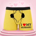 thumbnail image 4 of KHONTS Personalized Men's Funny Face Boxer Your Photo on Custom Underwear for Men I Love My Husband Yellow L, 4 of 6