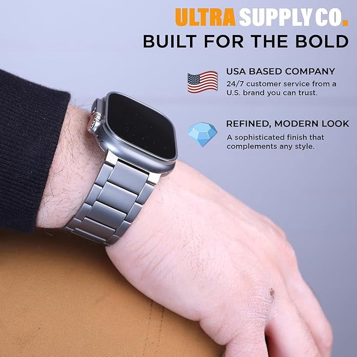 Titanium Band with Magnetic Clasp and DLC Coating, Compatible with