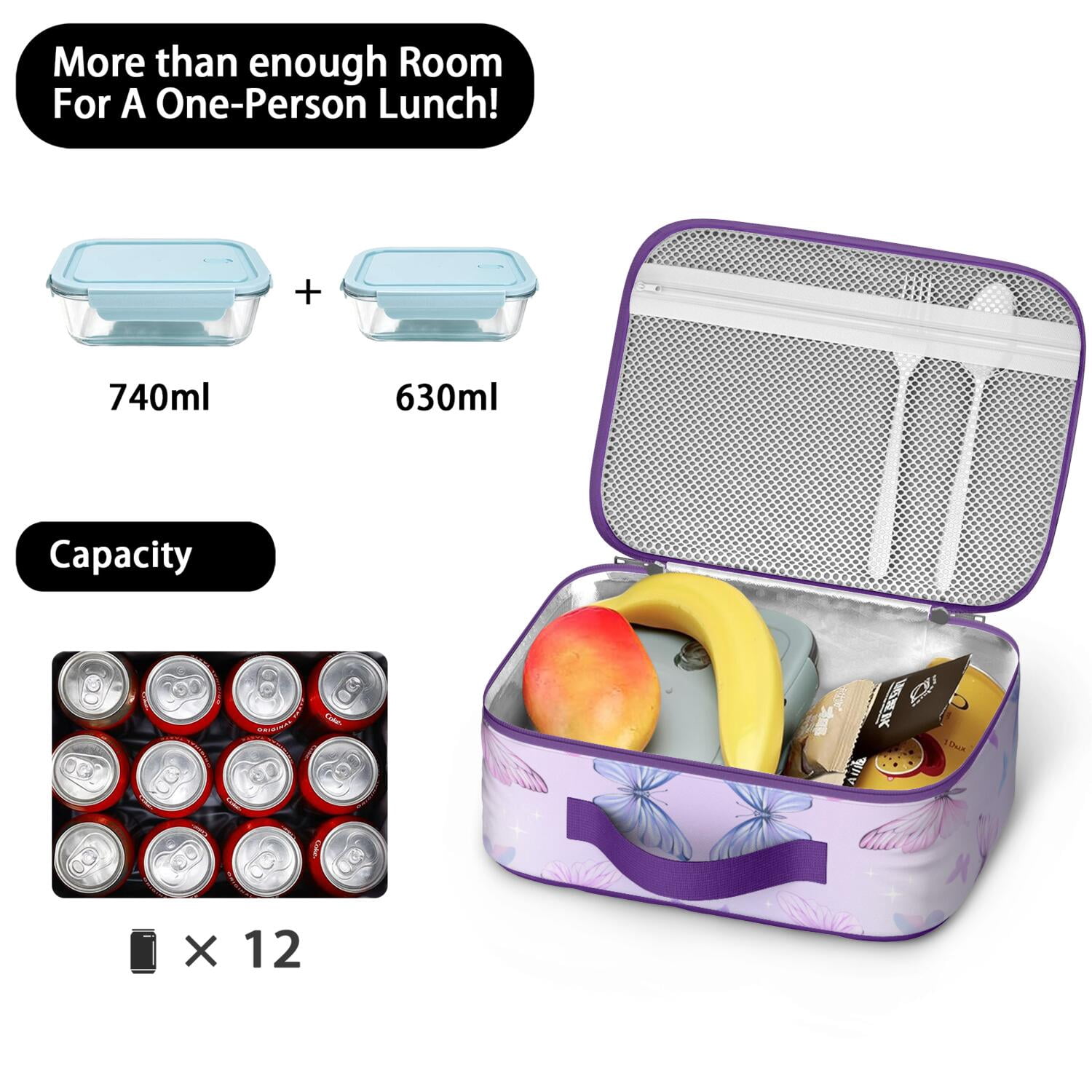 Butterfly Lovers Lunch Tote – Colorful Floral Tropical Insulated Lunch Bag for Preschool and Elementary School