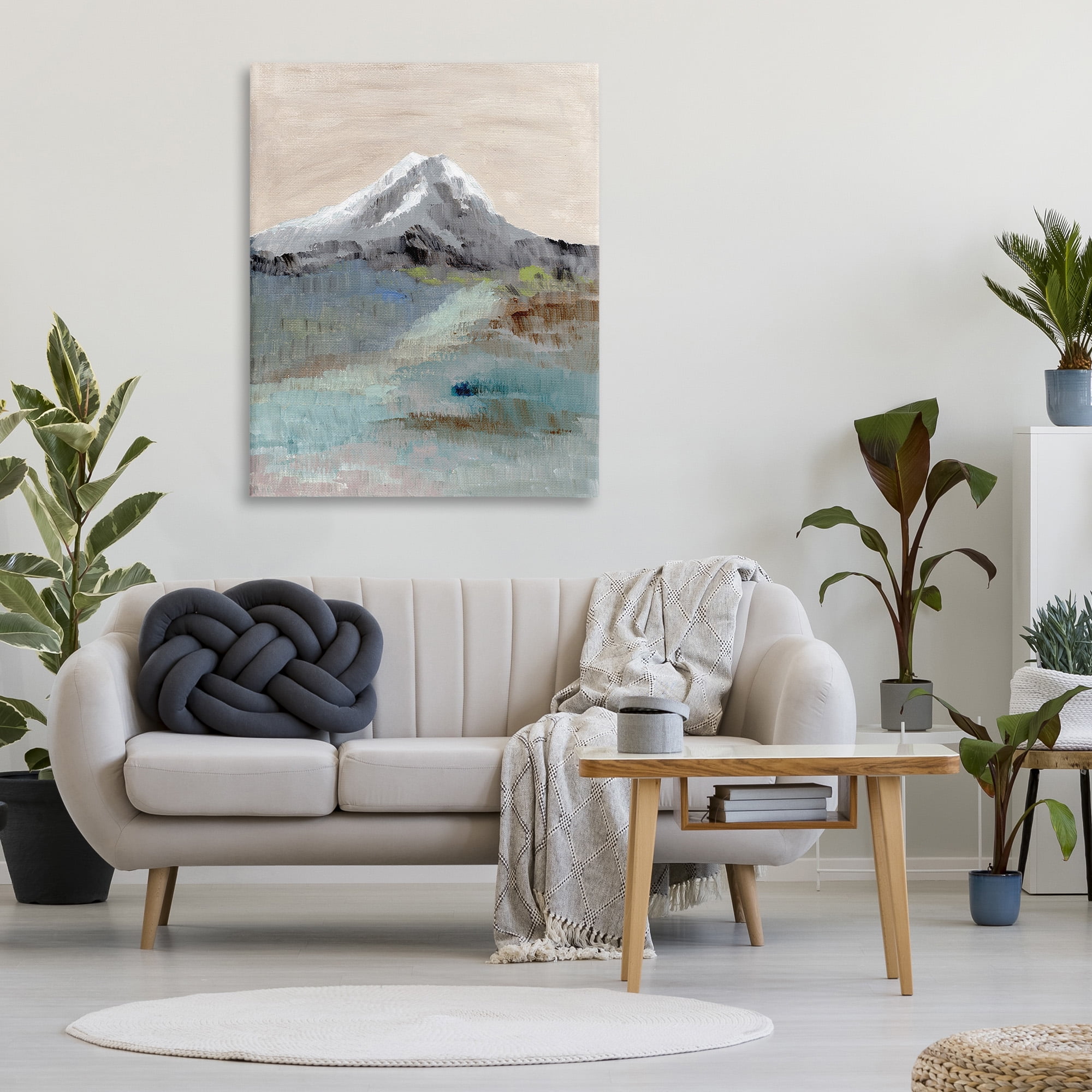 Stupell Industries Brushed Abstract Volcano Landscape Painting Gallery Wrapped Canvas Art Print Wall Art, 36 x 48