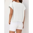 thumbnail image 7 of Womens Short Sleeve Cropped T-shirts Summer Rolled Dolman Sleeve Crop Tops Casual Round Neck Solid Short Basic Tees, 7 of 7