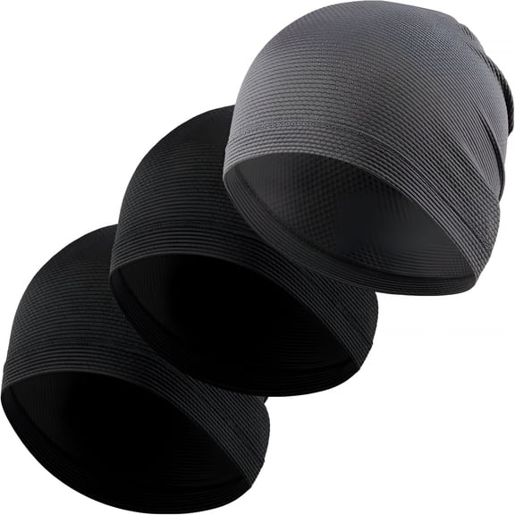 TELOLY 3 Pack Breathable Cooling Skull Cap Sweat Wicking Beanie for Cycling Running Helmet Liner Cap under Hard Hat
