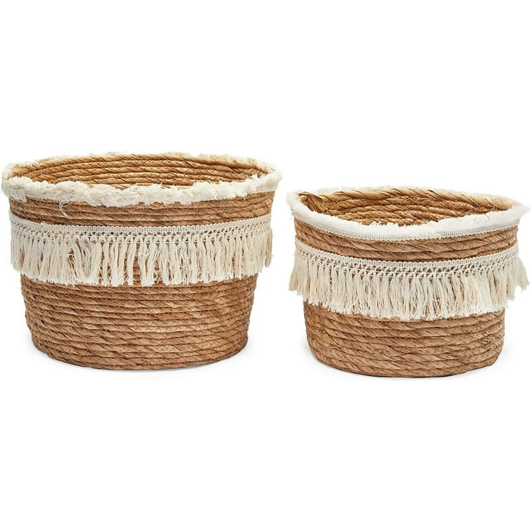 Okuna Outpost Woven Baskets for Storage, Round Basket (2 Sizes, 2 Pack)