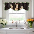 thumbnail image 3 of Easter Bunny Tie Up Valances Curtain, Spring Cute Rabbit Daisy Floral Leaf Plants Wood Grain Adjustable Rod Pocket Short Window Treatment Tie Up Curtains Valances for Kitchen Bathroom 42x18 Inches, 3 of 9