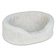 Angle View: Plush Lounger Dog Bed Natural Berber/Extra Small