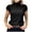 A-Black1684, variant on XIAONU High Neck Knit Top For Women Cap Sleeve Slim Fit Blouses Lightweight Soft Knitwear Versatile Office Blouse
