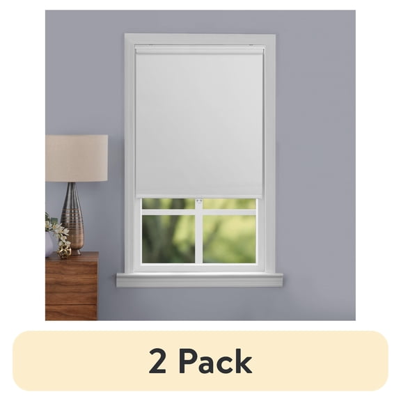 (2 pack) Mainstays Blackout Slow Release Roller Shade, 1-Piece, White, 32" W x 72" L