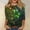 Shirts-380Green, variant on Women's Graphic Tees Cosmic Galaxy Style 3/4 Sleeve Tops Crew Neck Tops Trendy Dark Background Neon Bubble Glass Clover Blouse