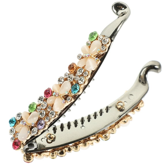 Rhinestone Hair Clip Banana Vintage Clips Accessories Pin Alloy Claw Grips Women's