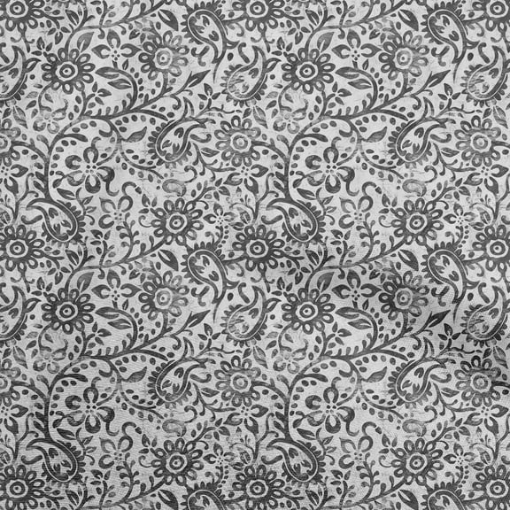 oneOone Silk Tabby Gray Fabric Asian Batik Floral Dress Material Fabric Print Fabric By The Yard 42 Inch Wide