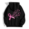 thumbnail image 4 of White Hoodie Womens Oversized Sweatshirt Casual Lightweight Zip Up Outfit Women's Pullover Cancer Awareness Month Long Sleeve Pocket Drawstring For Everyday Wear, 4 of 6