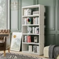 thumbnail image 4 of Furniture Of America Kunskap Wood 5 Open Shelves Bookcase in Cream Weave, 4 of 6