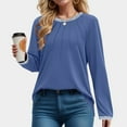 thumbnail image 2 of AherBiu Long Sleeve Tops for Women Crewneck Ruched Loose Fall Casual Fitted Pullover Tops Blouse, 2 of 4