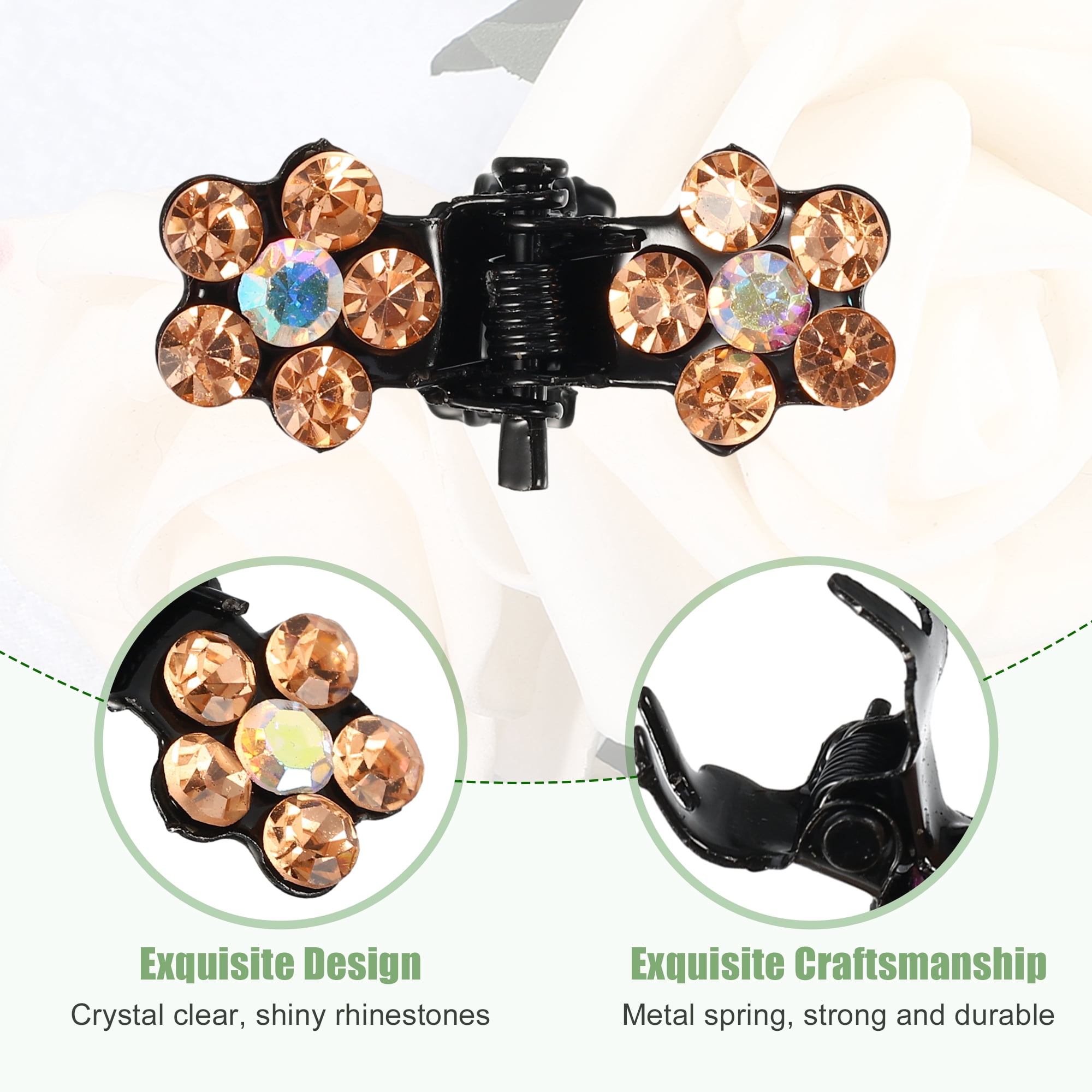 Unique Bargains 12Pcs Mini Hair Claw Clip Small Rhinestone Clips Orange