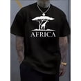 thumbnail image 2 of Men'S White Short Sleeve T-Shirt with "AFRICA" Text and Giraffe, Acacia Tree Print | Casual Style, Regular Fit, Crew Neck, Slight Stretch Fabric, 2 of 10
