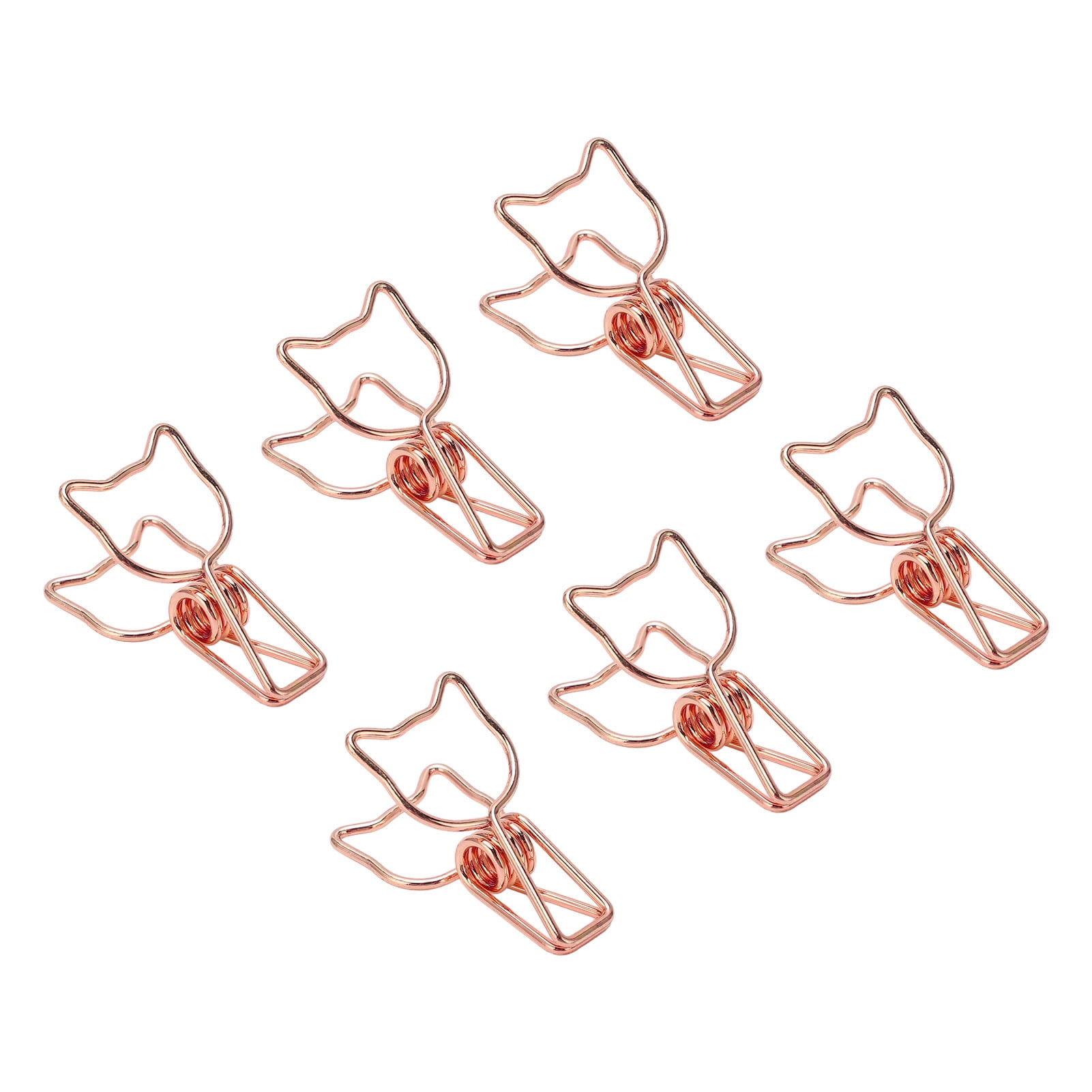 BOKYAN 100pcs Binder Clips Cute Cartoon Cat Shape Metal Hollowed Long Tail Clips Paper Clamps Office Supplies Rose Gold (5.91 inches / 15 cm)