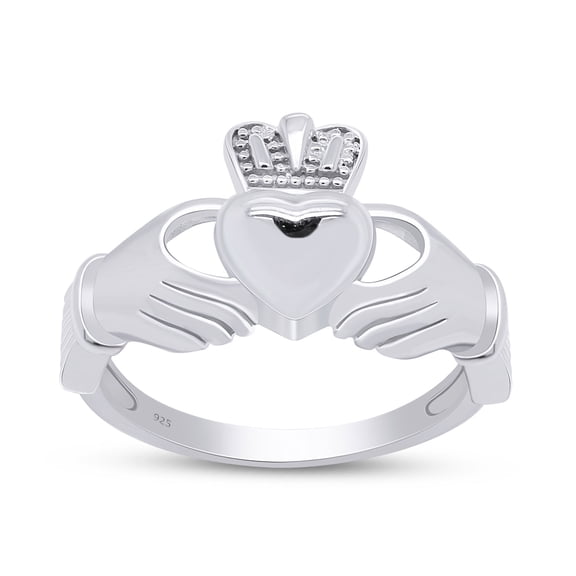 Traditional Irish Caddagh Celtic Knot Band Ring For Womens In 14K White Gold Plated 925 Sterling Silver Size 4