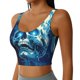 thumbnail image 2 of Balery Abstract Blue Skull Sujetadores deportivos con espalda cruzada para mujer, acolchados, sin costuras, de alto impacto, ideales para yoga, gimnasio, entrenamiento y fitness.-XX-Large, 2 of 8
