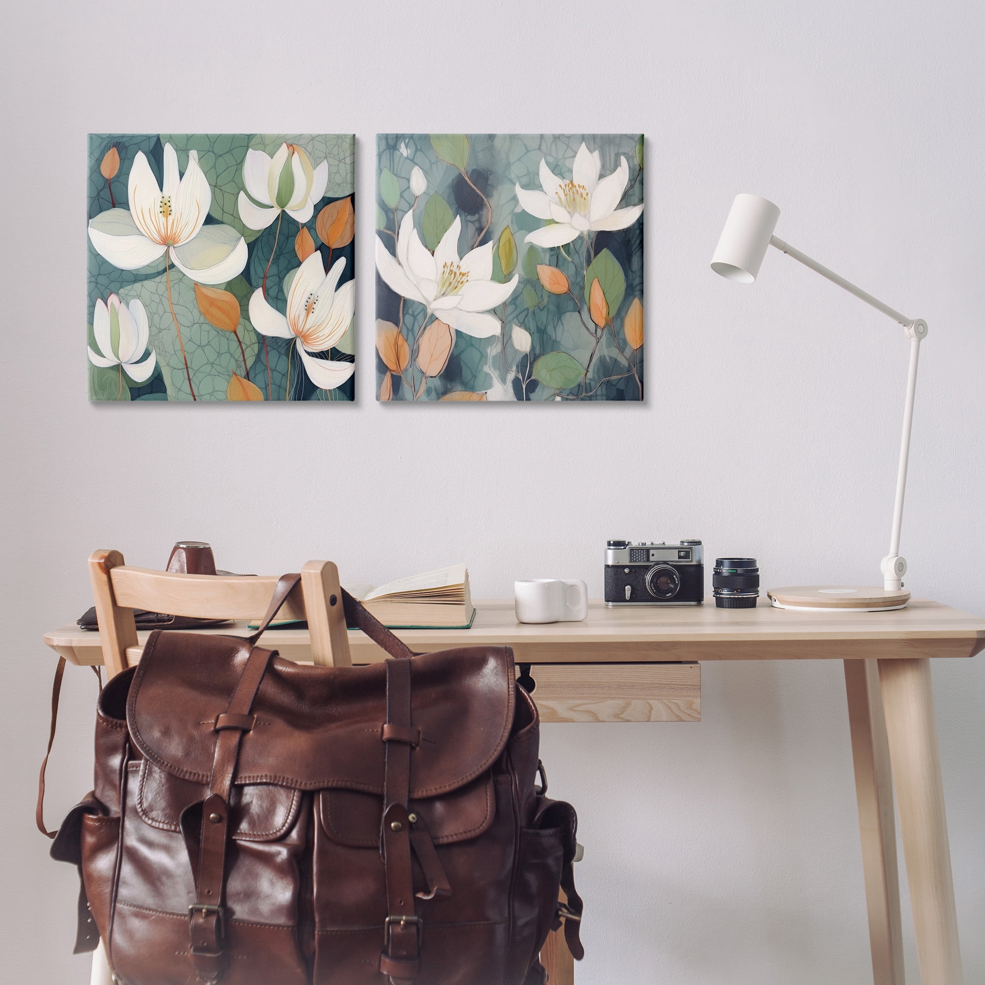 Stupell Industries Patterned Iris Blooms Botanical & Floral Painting Gallery Wrapped Canvas Art Print Wall Art, 17 x 17, Set of 2