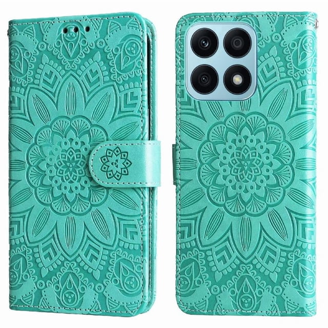 Funda tipo cartera GANGXUN para Honor X8A , diseño girasol, cuero PU, soporte, cierre magnético, tarjetero
