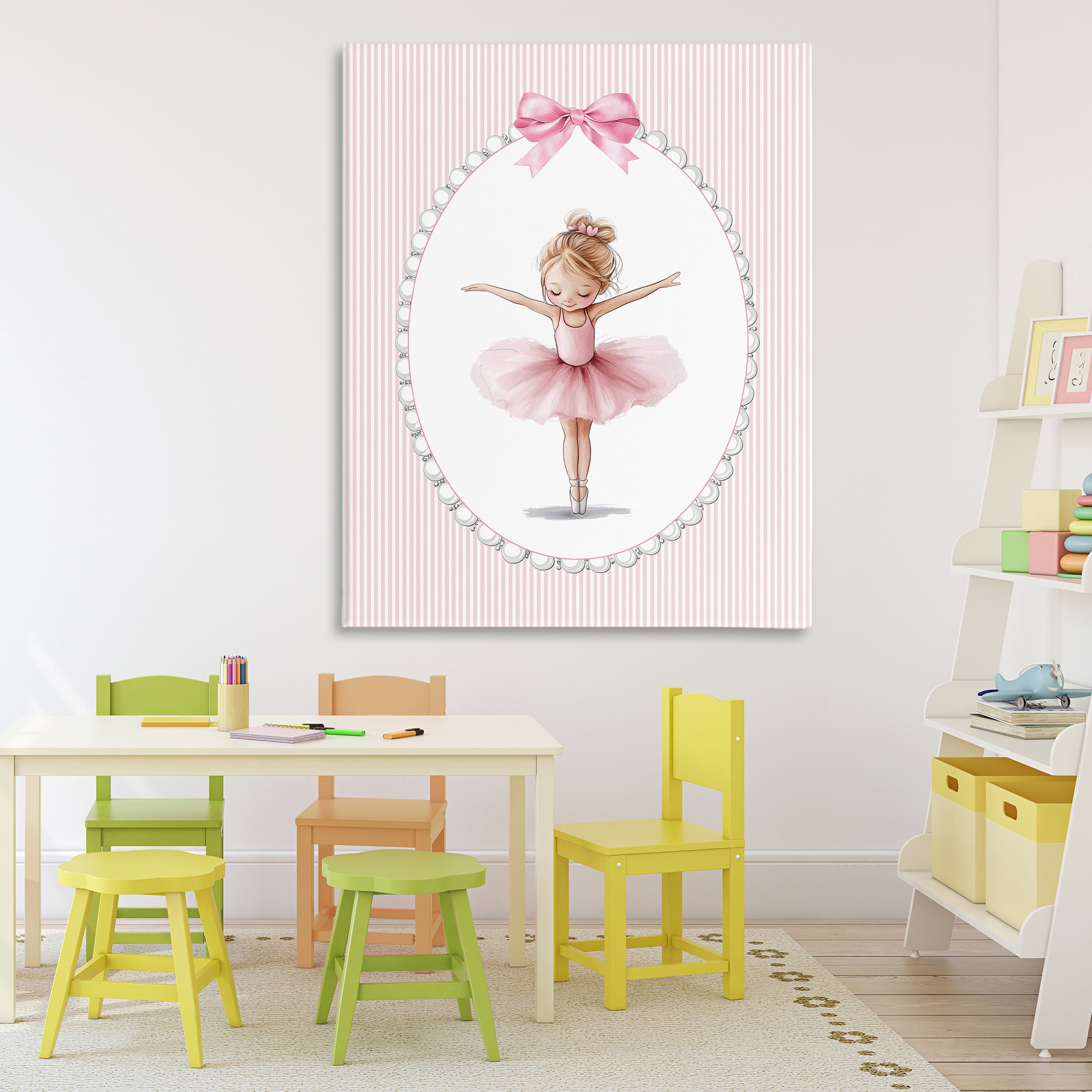 Stupell Industries Dancing Pink Ballerina Canvas Wall Art, design by Christine Simpson Art