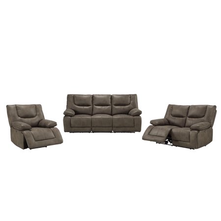 Dark Gray Leather Power Sofa + Loveseat + Recliner by Acme Harumi 54895-3pcs