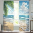 thumbnail image 2 of Summer Beach Sheer Curtains 63 Inches Length 2 Panels Set, Window Sheer Curtains for Living Room/Bedroom, Coastal Ocean Tropical Palm Trees Light Filtering Rod Pocket Curtain 52'' x 63'' x 2, 2 of 7