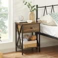 VECELO Set of 2 Nightstand with Drawer and Open Storage Shelves