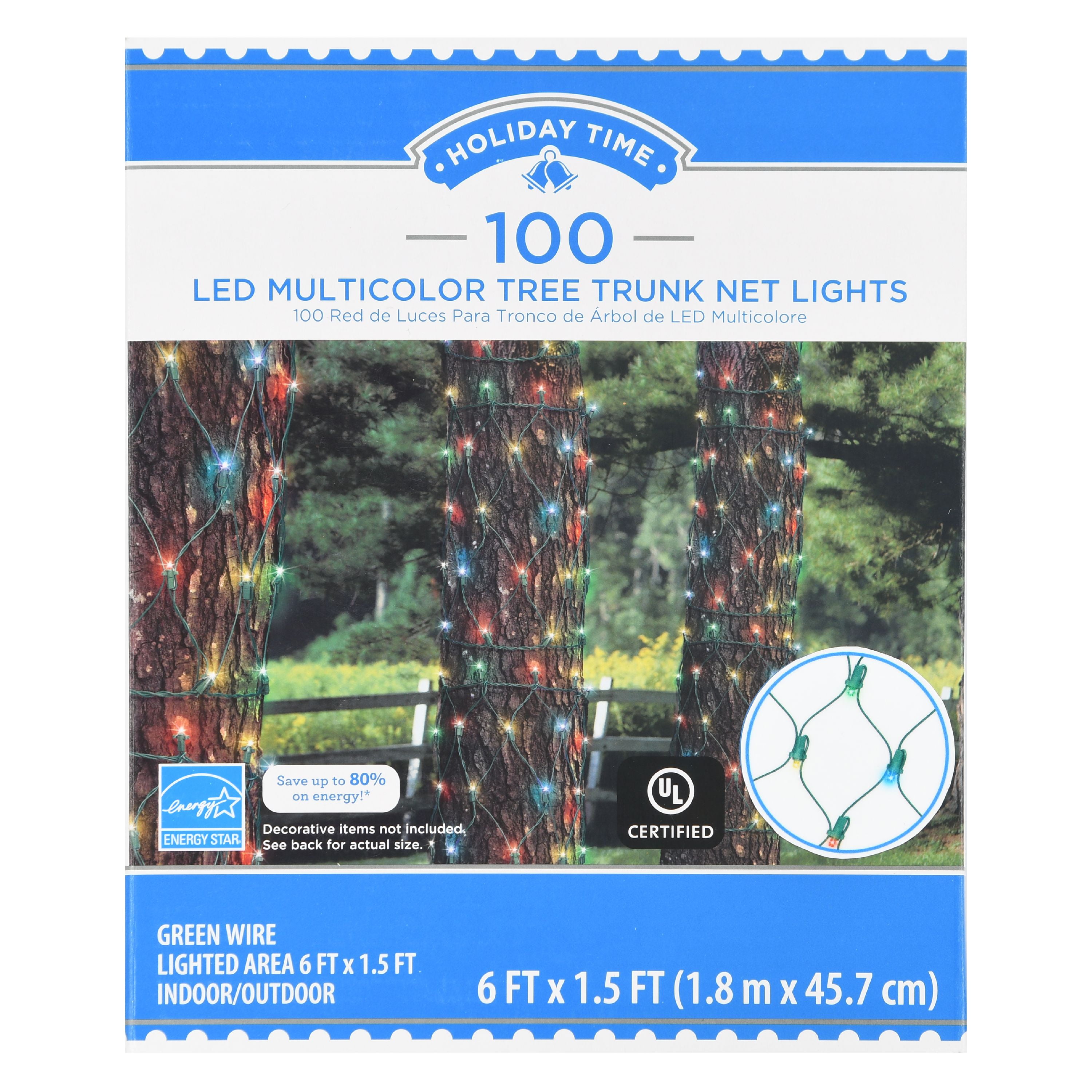 Holiday Time LED Tree Trunk Net Lights, Multicolored, 100 Count
