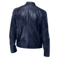 thumbnail image 3 of Men's Leather Jacket, Solid Color Long Sleeve Slim Casual Biker Coat for Fall Winter Motorcycle Ride and Outdoor Wear,Dark Blue,M, 3 of 3