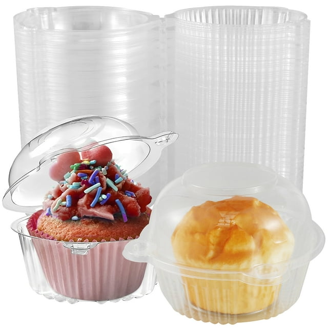 100 Pcs Cake Slice Boxes, Individual Cake Boxes Clear Cake Boxes with Sealing Stickers Square Individual Cupcake Boxes Slice Cake Boxes for Cake Portions, Muffins, Salad, Cheese