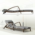 thumbnail image 3 of Set of 2 Wicker Chaise Lounge Chair Outdoor Patio Lounger with 5 Adjustable Back, Wheels, Cushion, and Armrests, Gray, 3 of 10