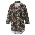 thumbnail image 4 of Xoenoiee Aztec Cow American Tribal Print Women's Swimsuit Coverup Long Sleeve Bathing Suit Cover Ups Button Down Beach Dress Shirt for Swimwear Beachwear, S, 4 of 7