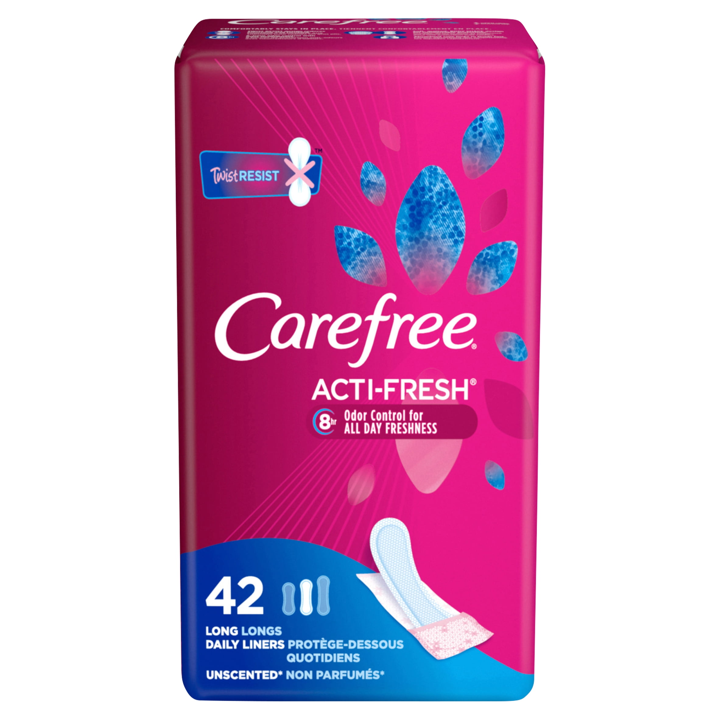 Carefree ACTi-Fresh Long Pantiliners To Go, Unscented, 42 Ct