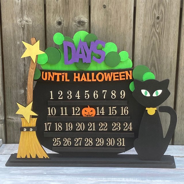 Decoración de letrero de cuenta regresiva de Halloween decoración de calendario de escritorio de madera decoración para el hogar